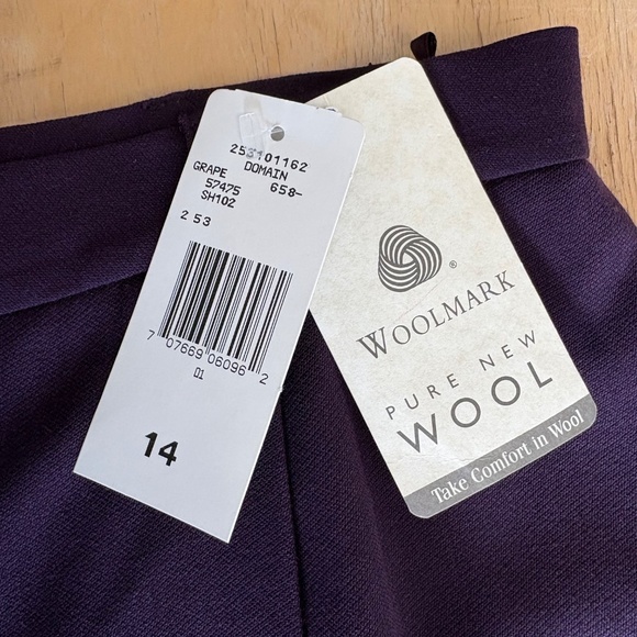 Y2K Rena Rowan 100% Woolmark Wool Purple Pants High Waist Wide Leg Womens Sz 14 - Picture 10 of 10